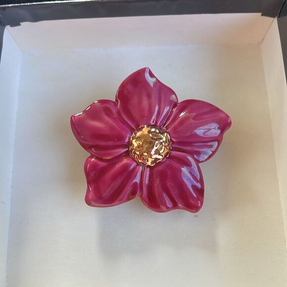 Avon Porcelain Wild Flower PIN/PENDANT 2.5" Pink BROOCH - Picture 2 of 4